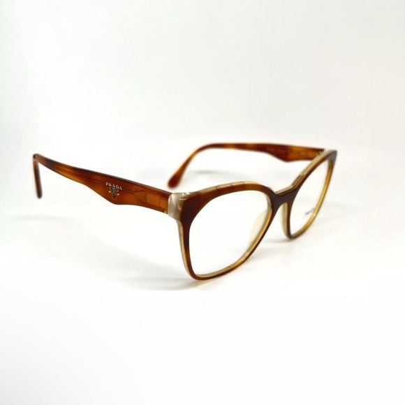 PRADA VPR09U Eyeglasses Light Havanastriped White  •••New In Case•••• - Picture 4 of 12